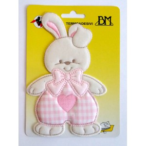 Iron-on Patch - Pink Baby Rabbit with Heart